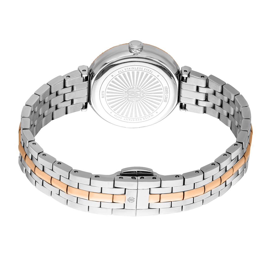 Roberto Cavalli Chiarezza Snake Core White Dial Two Tone Strap Watch RC5L078M0075-1