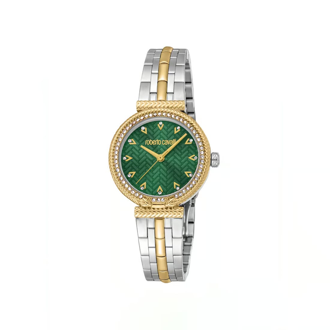 Roberto Cavalli Chiarezza Snake Core Green Dial Gold Steel Strap Watch RC5L078M0065-0
