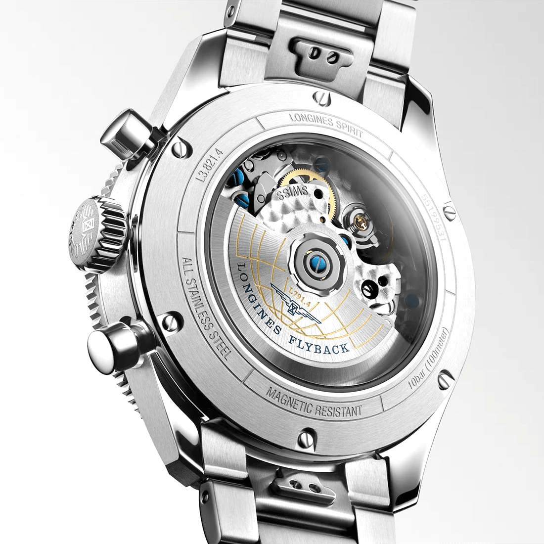 Longines Spirit Flyback 42 mm, Stainless Steel Automatic Watch, L3.821.4.93.6-2