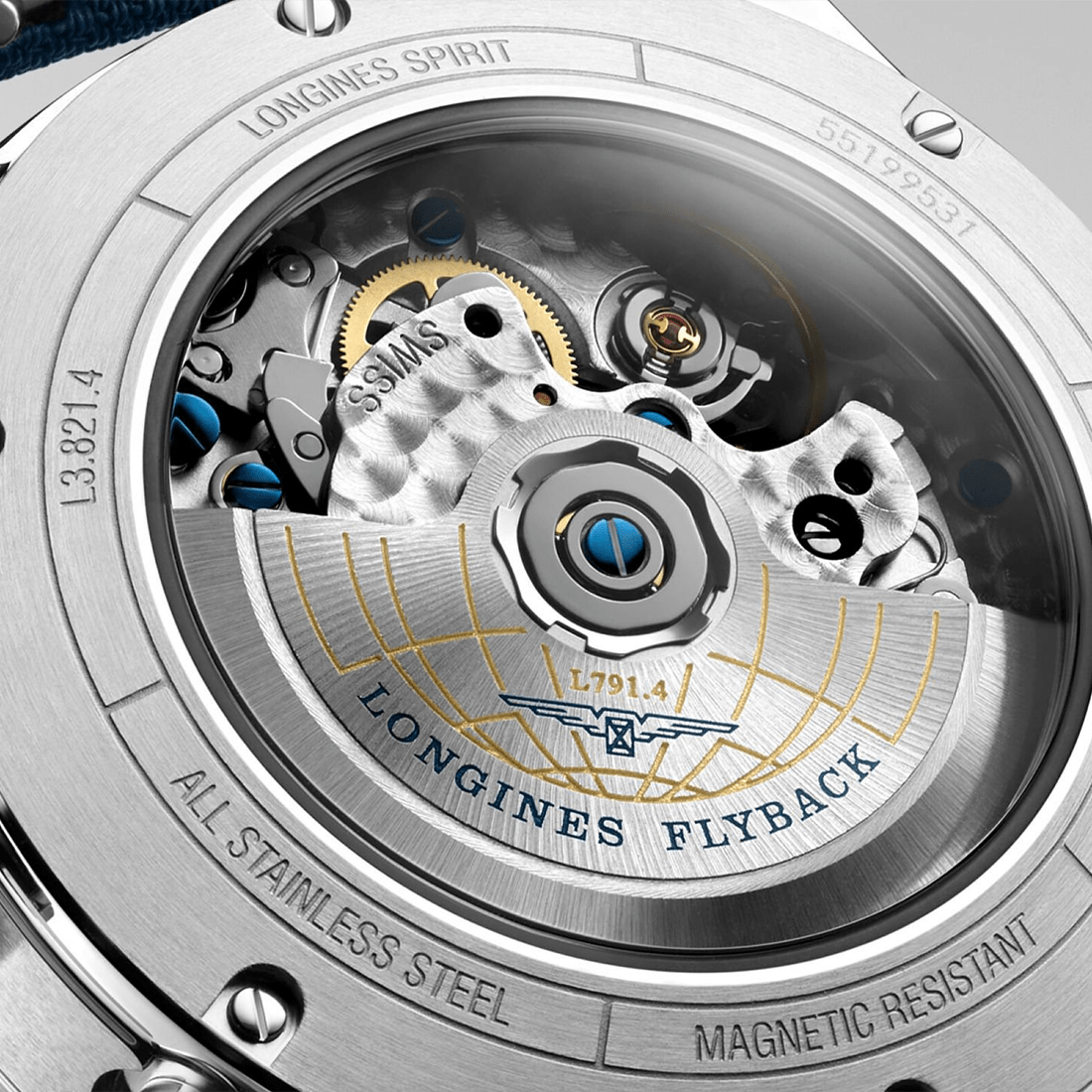 Longines Spirit Flyback 42 mm, Blue Dial, Blue Strap Automatic Watch, L3.821.4.93.2-5