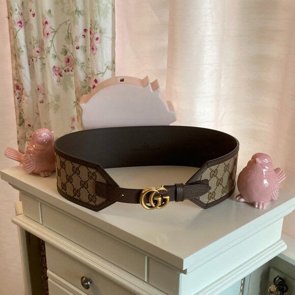 Gucci Brown & Golden Supreme Signature 7CMS Waist Belt-3