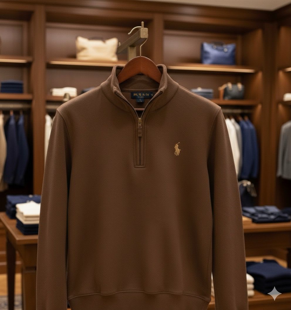 Ralph Lauren Brown Premium Quality Half Zip Sweatshirt-3