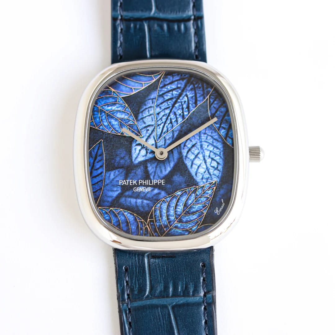 Patek Philippe Golden Ellipse "Blue Leaves" White Gold With Blue Dial Mens Watch 5738-150G-001-1