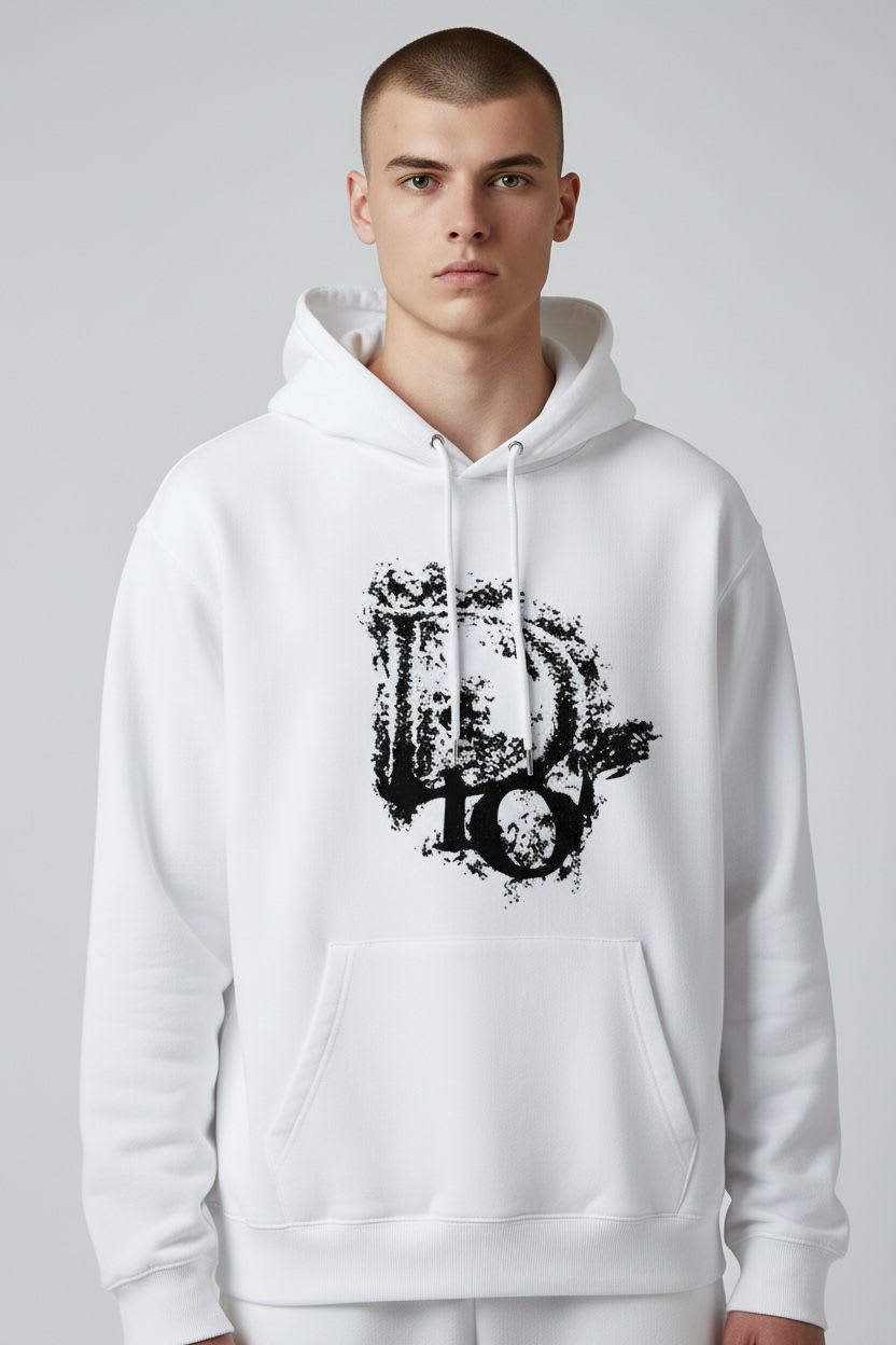 Dior White Embroidery Logo Premium Quality Hoodie-2