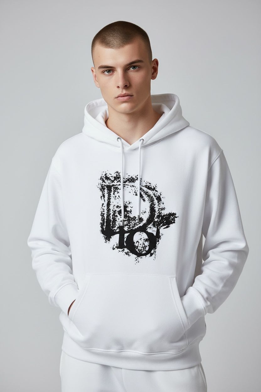 Dior White Embroidery Logo Premium Quality Hoodie-1