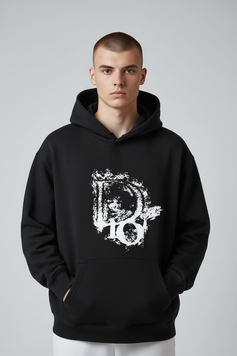 Dior Black Embroidery Logo Premium Quality Hoodie-1