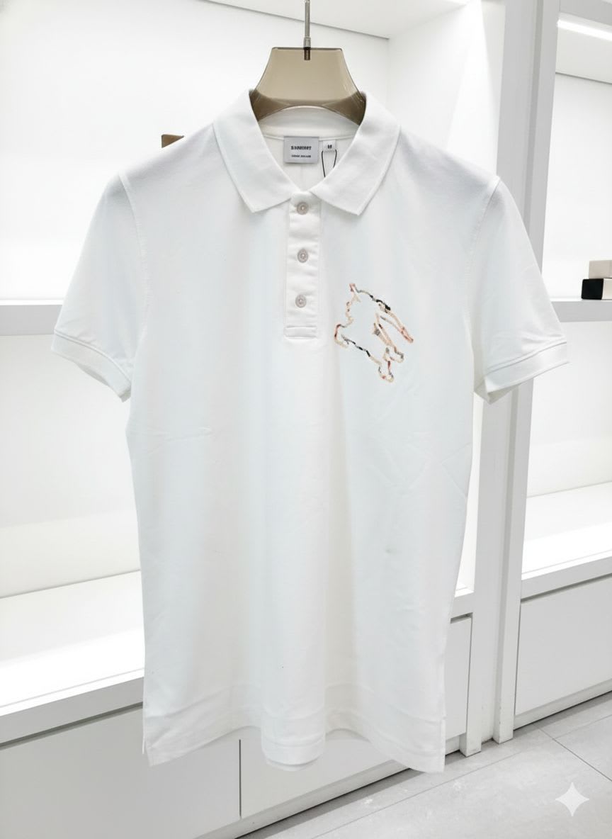 Burberry White Premium Exclusive Polo T-shirt-1