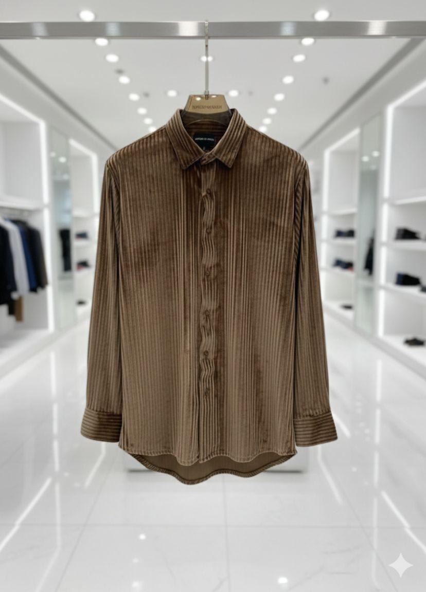 Emporio Armani Brown Premium Quality Velvet Shirt-1