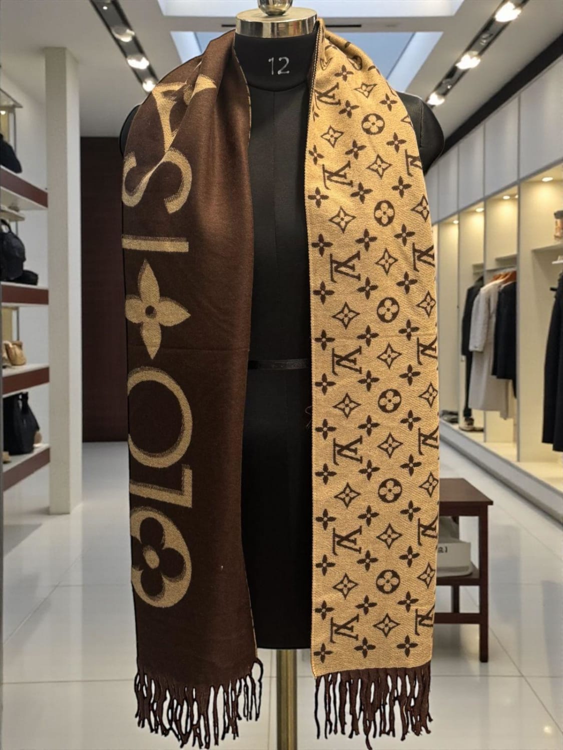 Louis Vuitton Dark Brown Cashmere Reversible Stole-1