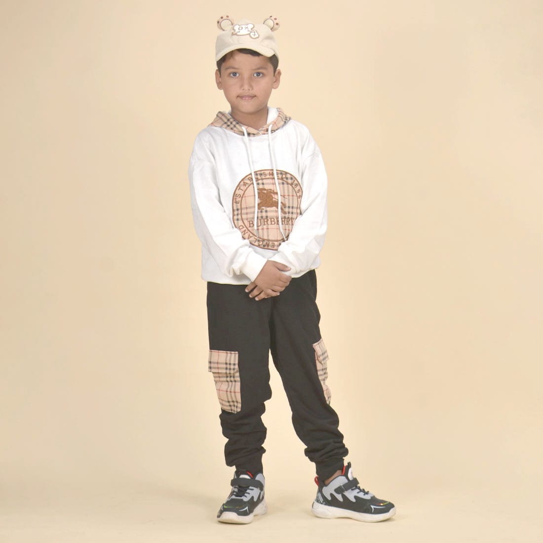 Burberry Embroidered Logo White Premium Quality Kids Co-Ord Set-0