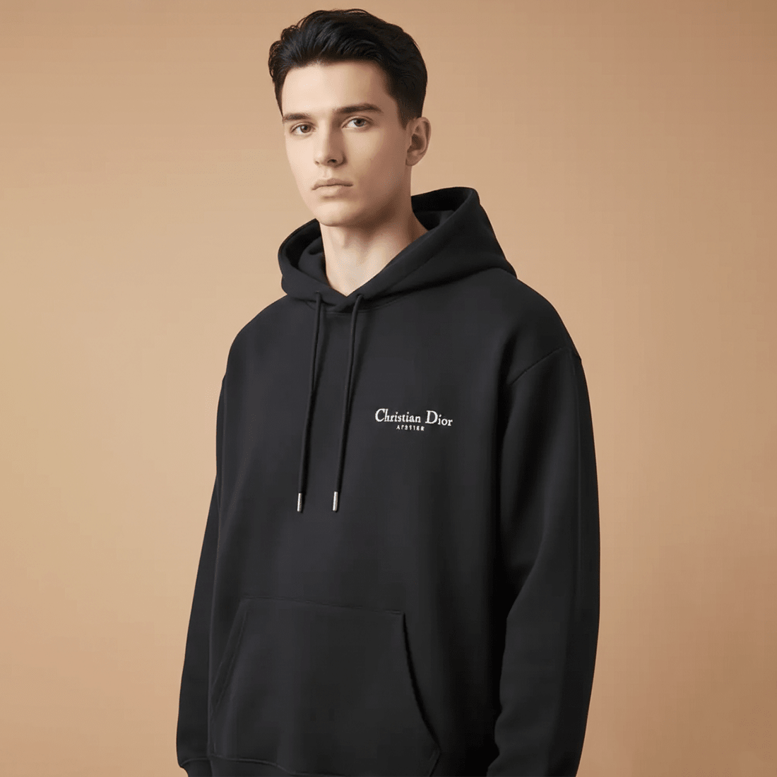 Christian Dior Black Embroidery Logo Premium Quality Hoodie-0