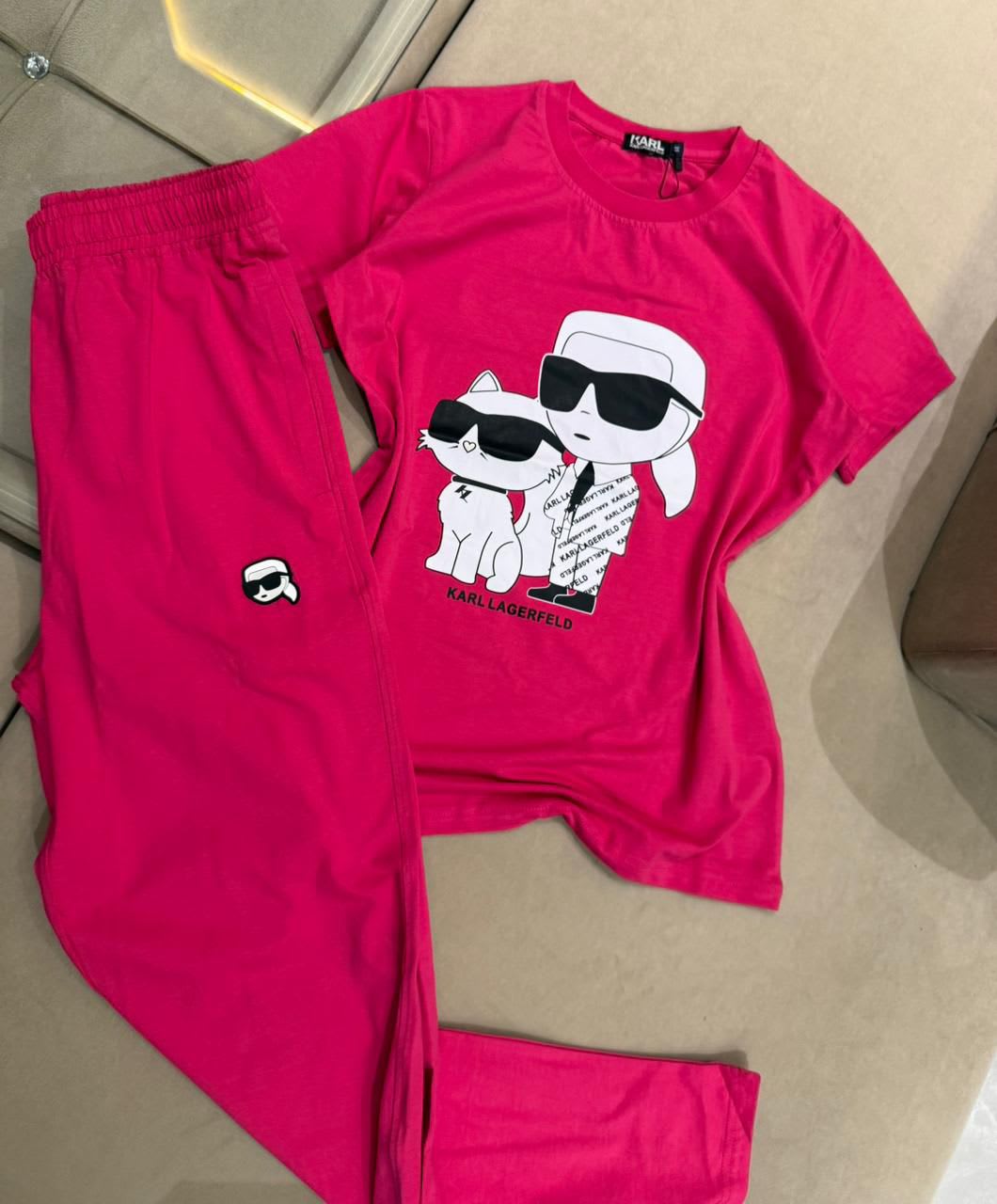 Karl Lagerfeld Pink Premium Co-ord Set-0