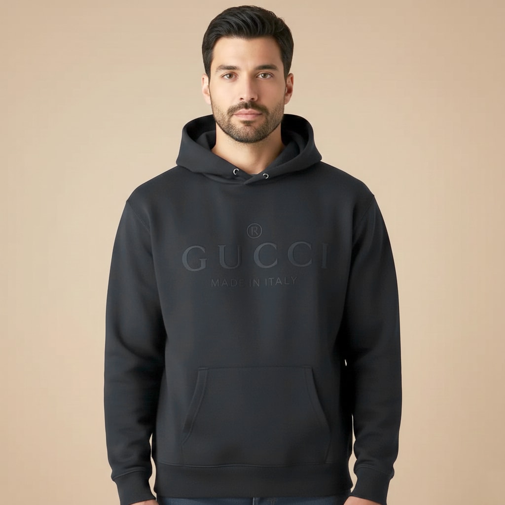 Gucci Black Embroidery Logo Premium Quality Hoodie-0