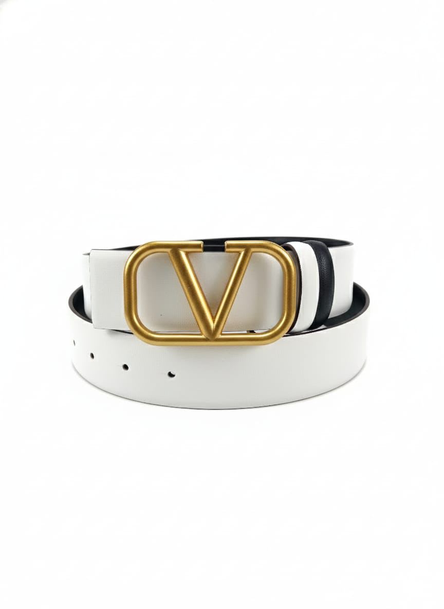 Valentino White & Golden Premium Quality Loco Belt-0