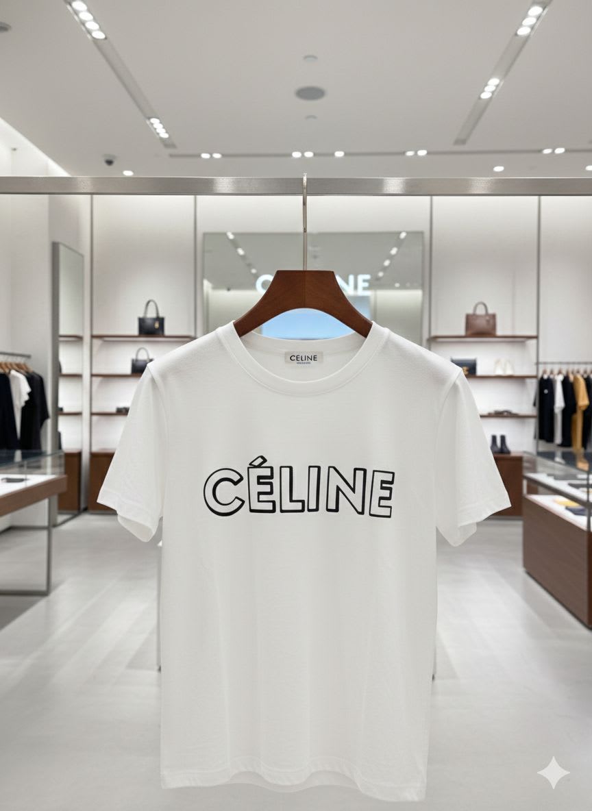 Celine White Premium Quality Women T-shirt-2