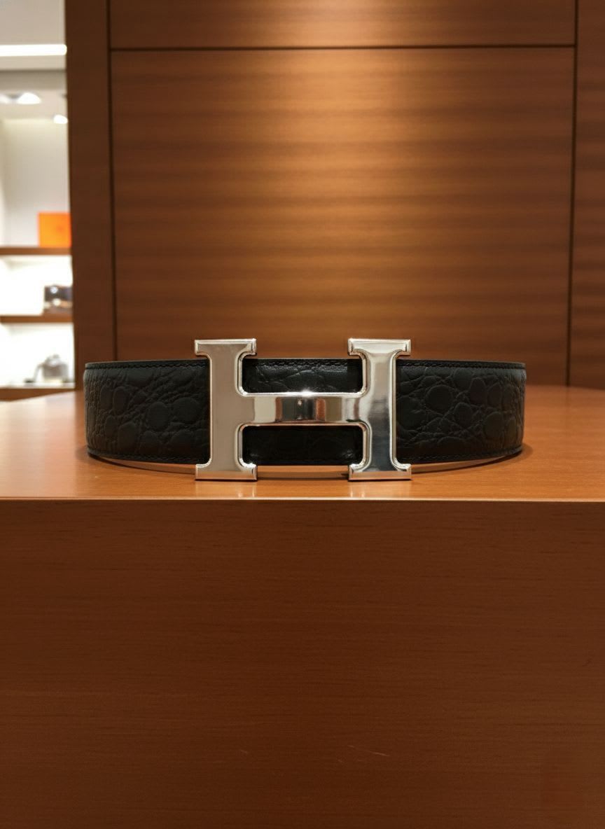Hermes Silver Premium Quality Leather Belt-0