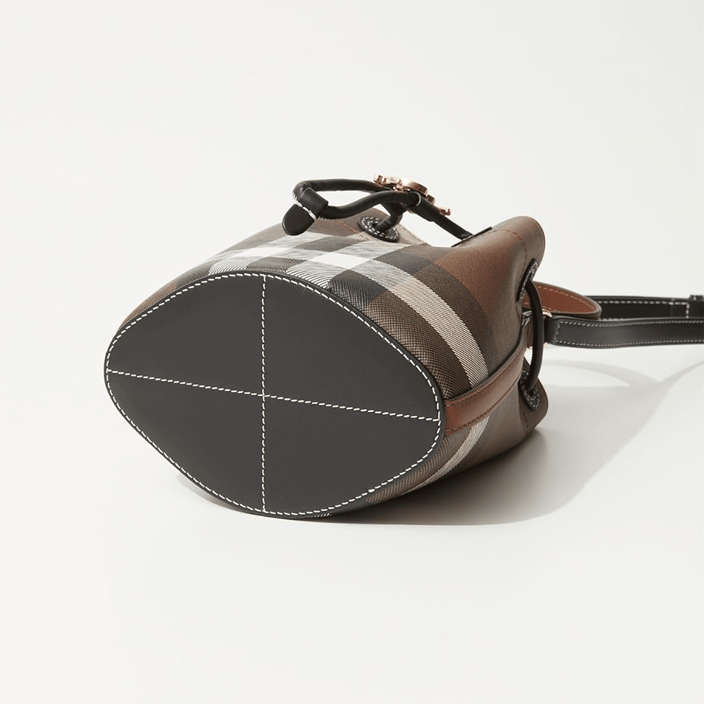 Burberry Dark Birch Brown Checked Bucket Bag-3