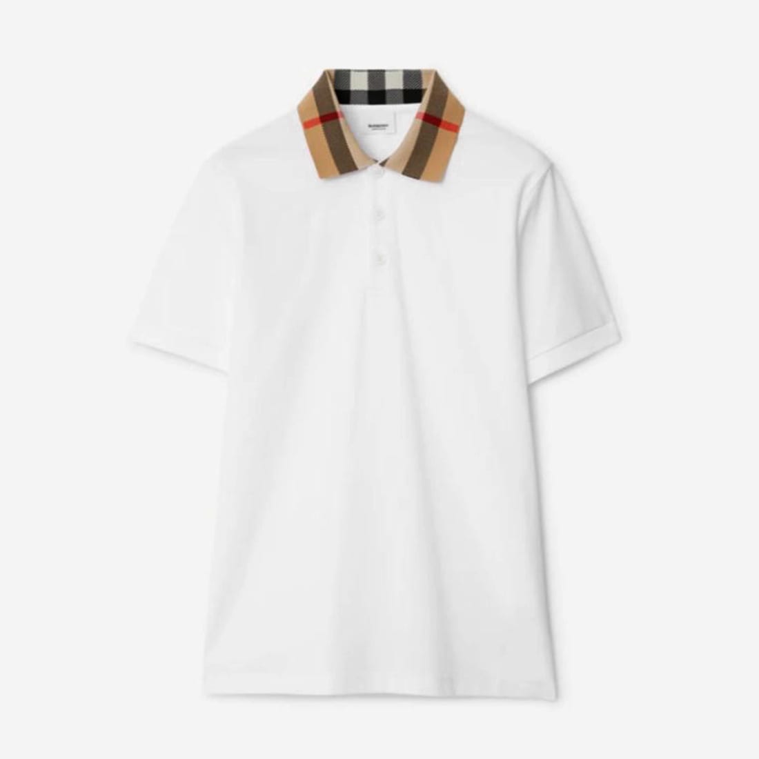 Burberry Check Collar White Polo Tshirt-0