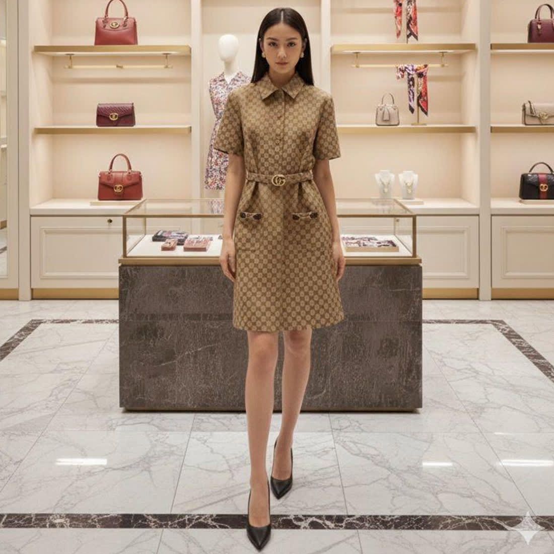 Gucci Brown Premium Quality Dress-1