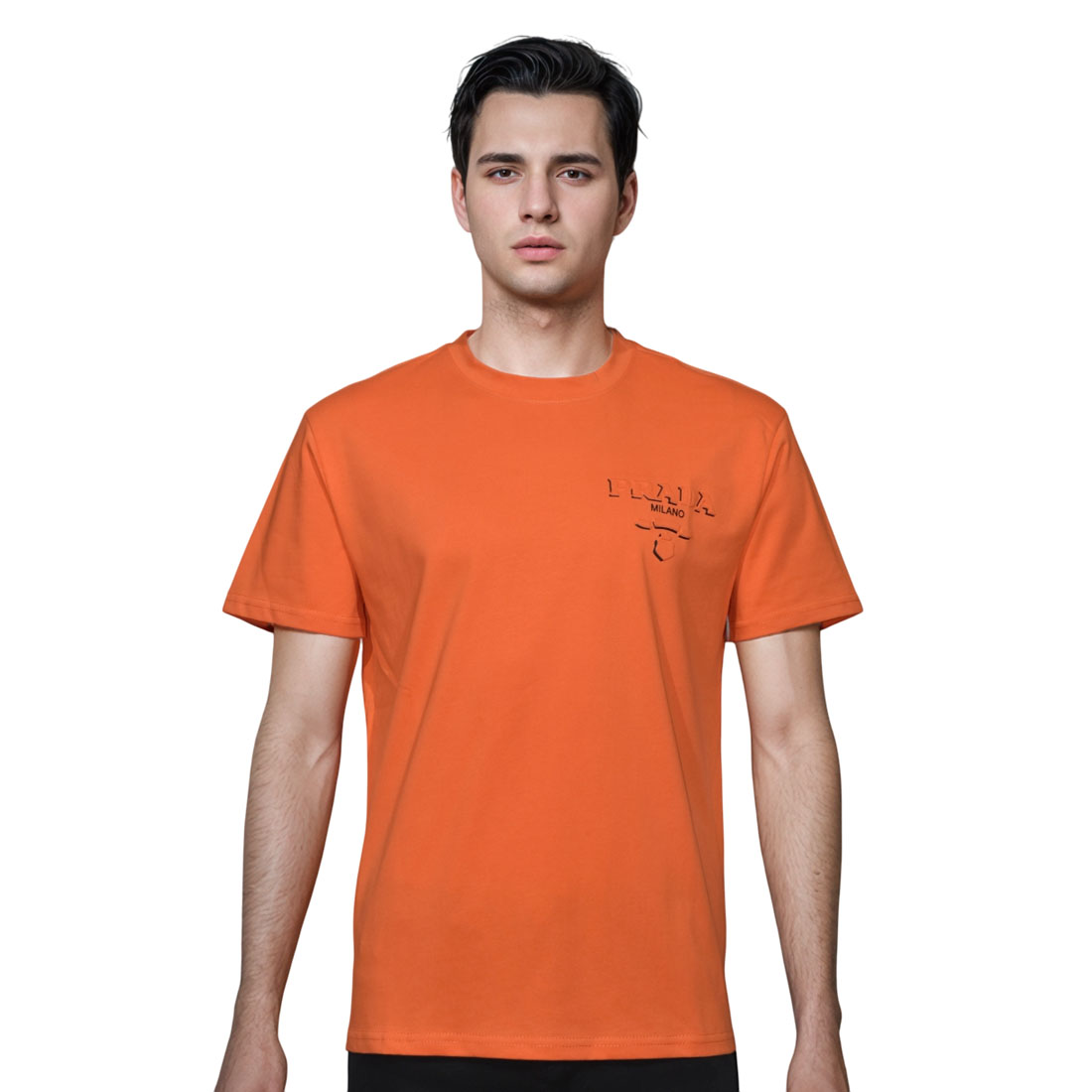 Tシャツ・カットソー PRADA ORANGE FLORAL PRINT T-SHIRT Prada Floral Print Shirt