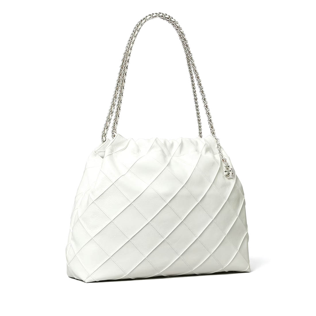 Buy Tory Burch Fleming Drawstring Leatherite White Hobo Bag