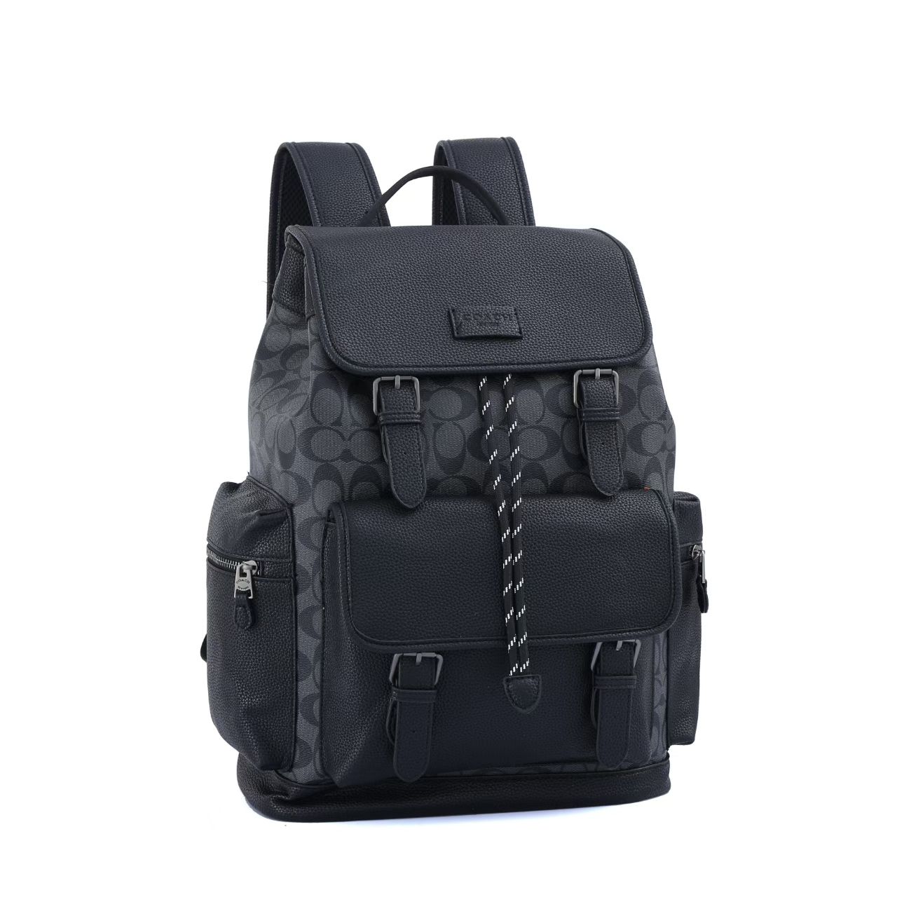 Coach Rhinestone Collection Black Coach Rivingtone Black Leather Backpack | Voguemine