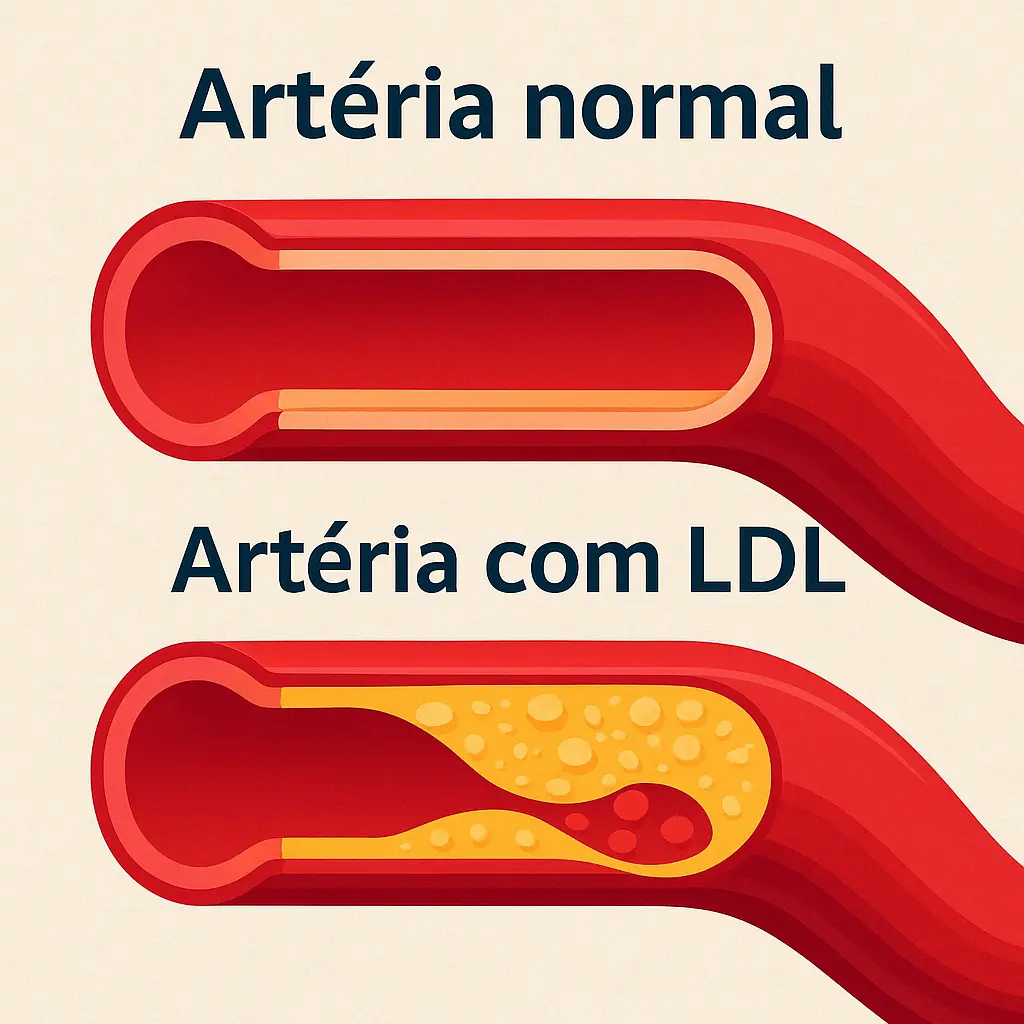 Comparativo de artéria normal vs com LDL