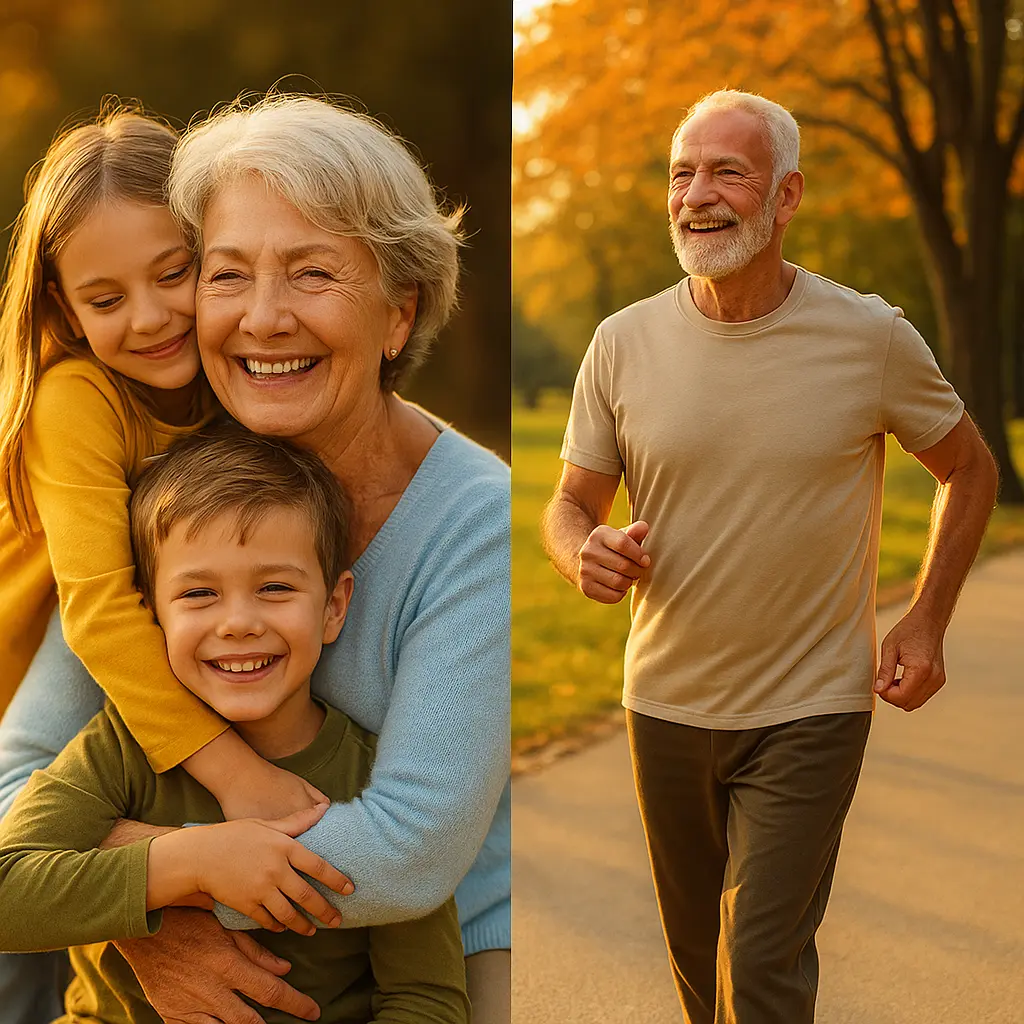 Avós brincando com netos