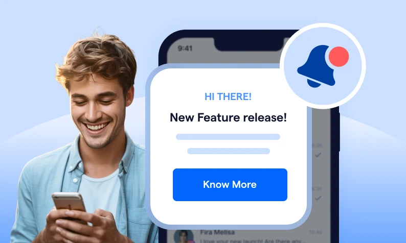 man receiving a new feature release alert on his phone