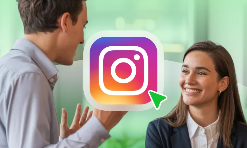 Man and woman talking at work about potential collaborations