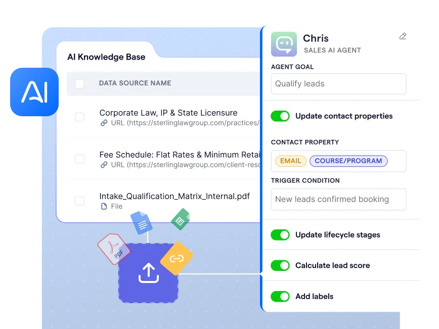 Training AI on your course catalog, FAQs, and tuition details.