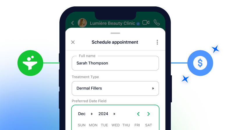 example of intuitive whatsapp forms for oppointment booking