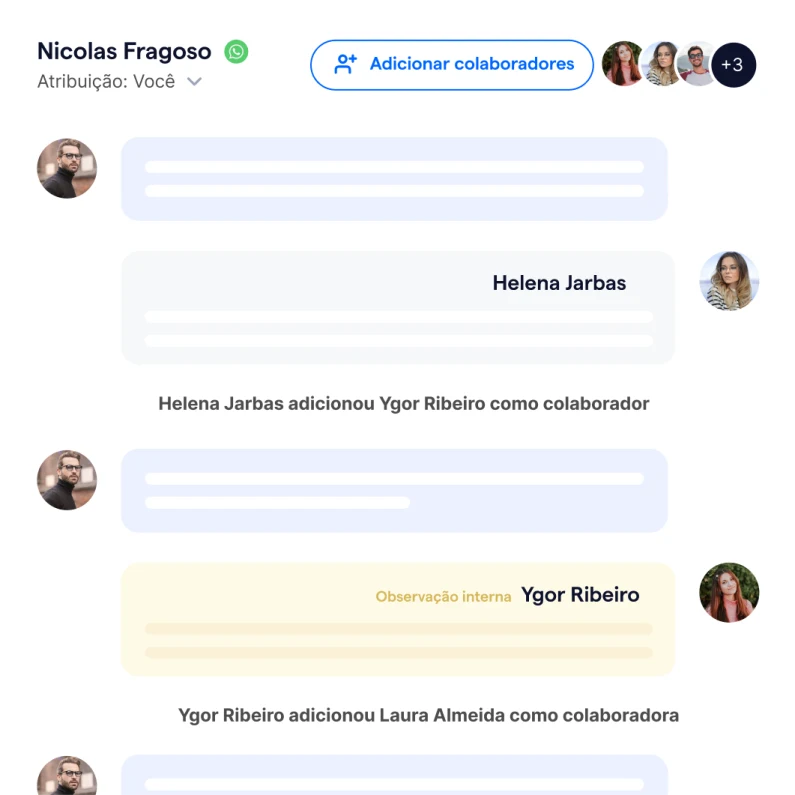 Omnichannel inbox to share internal notes