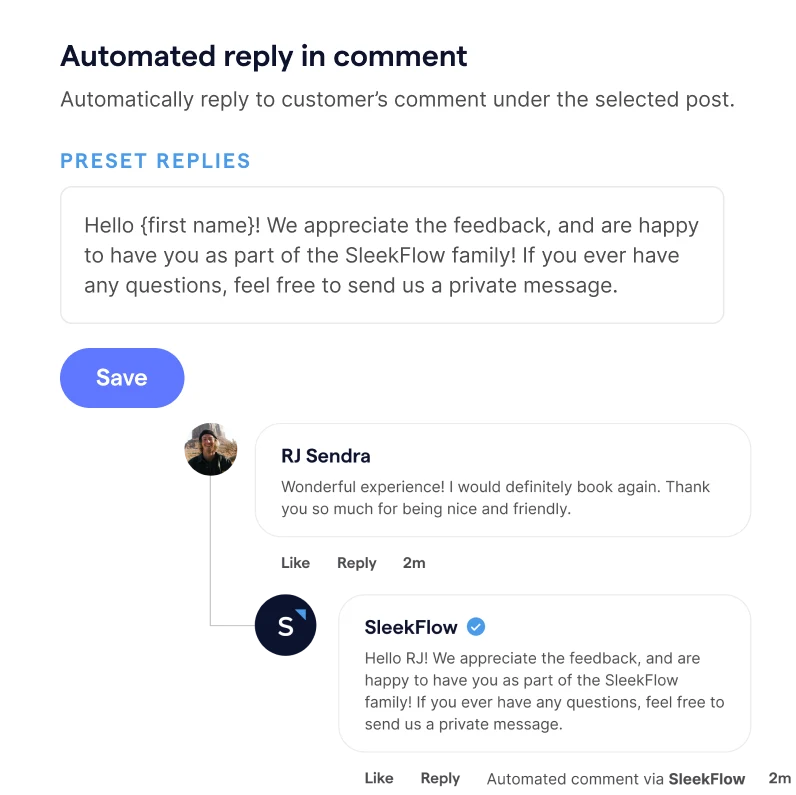 facebook messenger automated reply in comment
