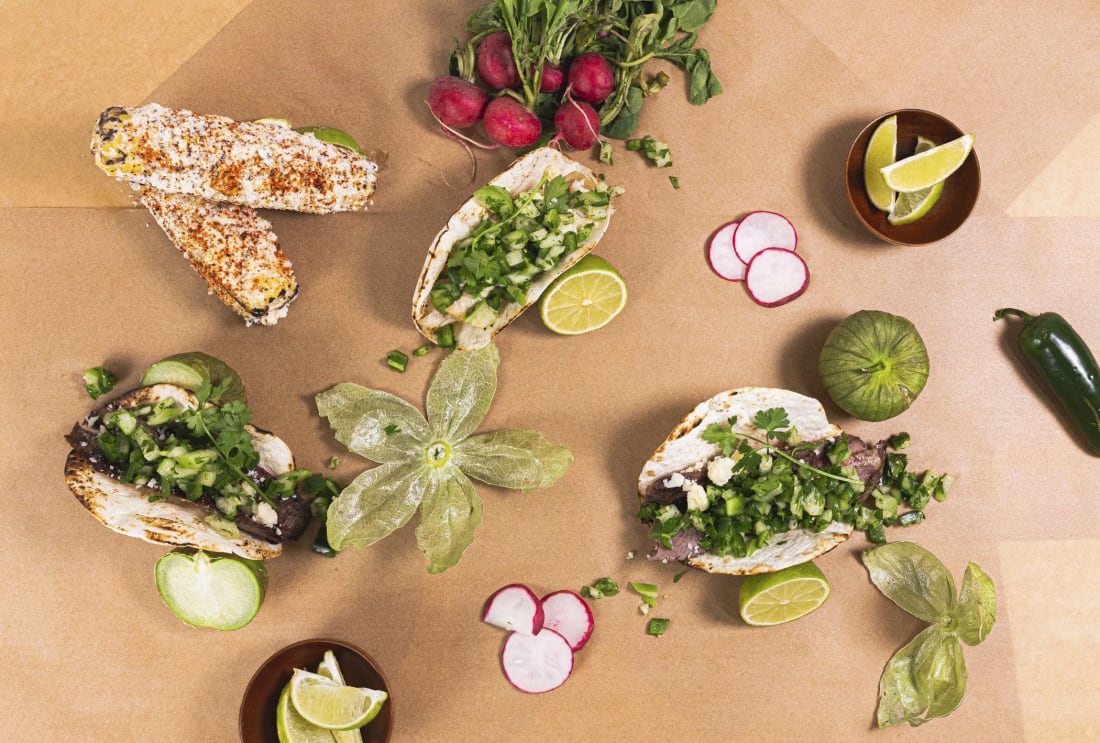 Street tacos at a party food station