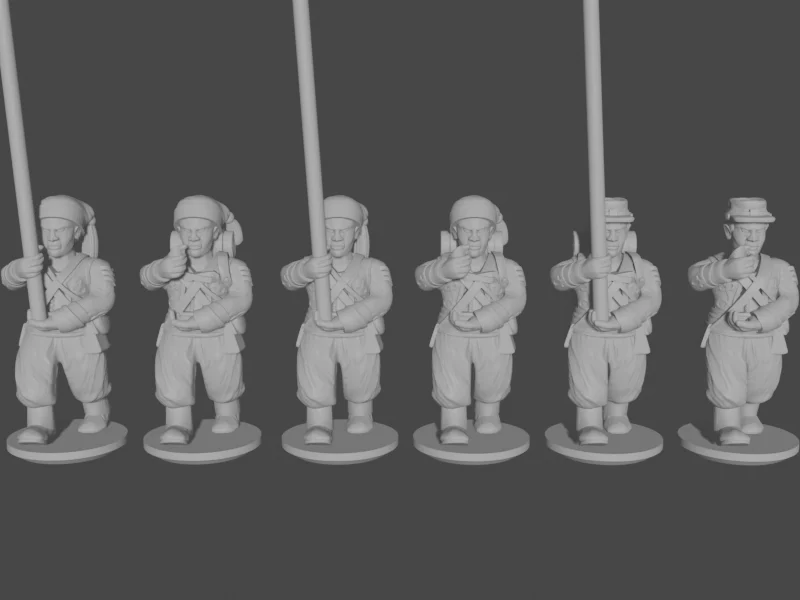 10-15mm American Civil War Zouave Standard Bearers Marching Pose 1 UA-13, 1 of 6