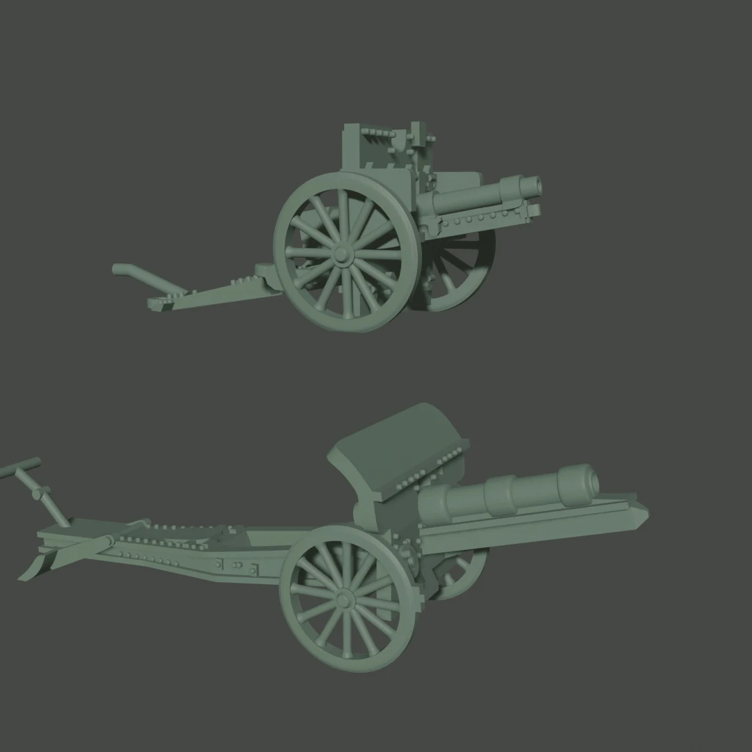 6-15mm German Great War Artillery: 7.7cm FK 96 & 15cm sFH 13 WWI-DE-5, 1 of 1