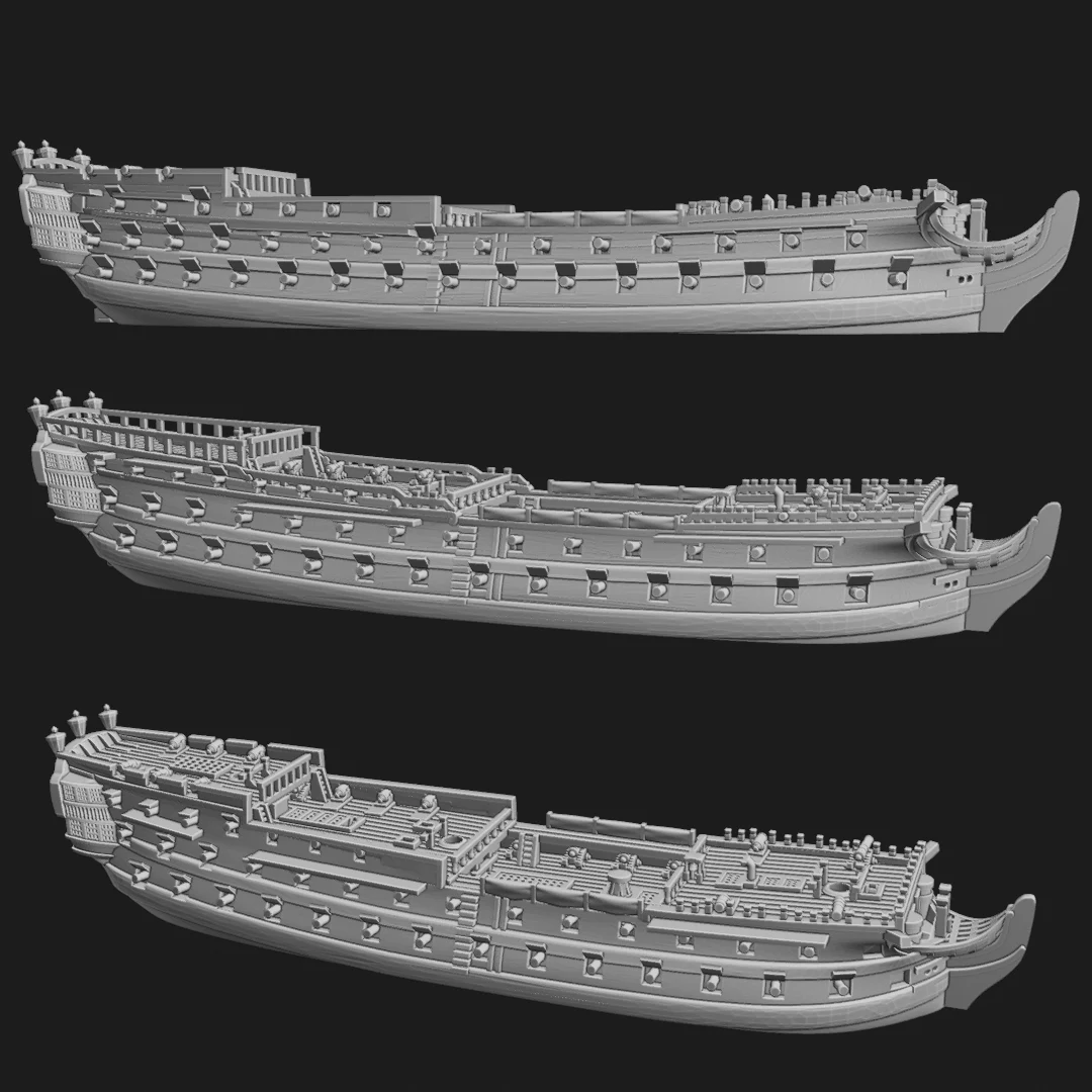 GB British "Middling" 3rd rates (3-PACK; Achille, Carnatic, Conqueror), (74 guns),  & Blender Exporter, AOA-GB-39, 1 of 1