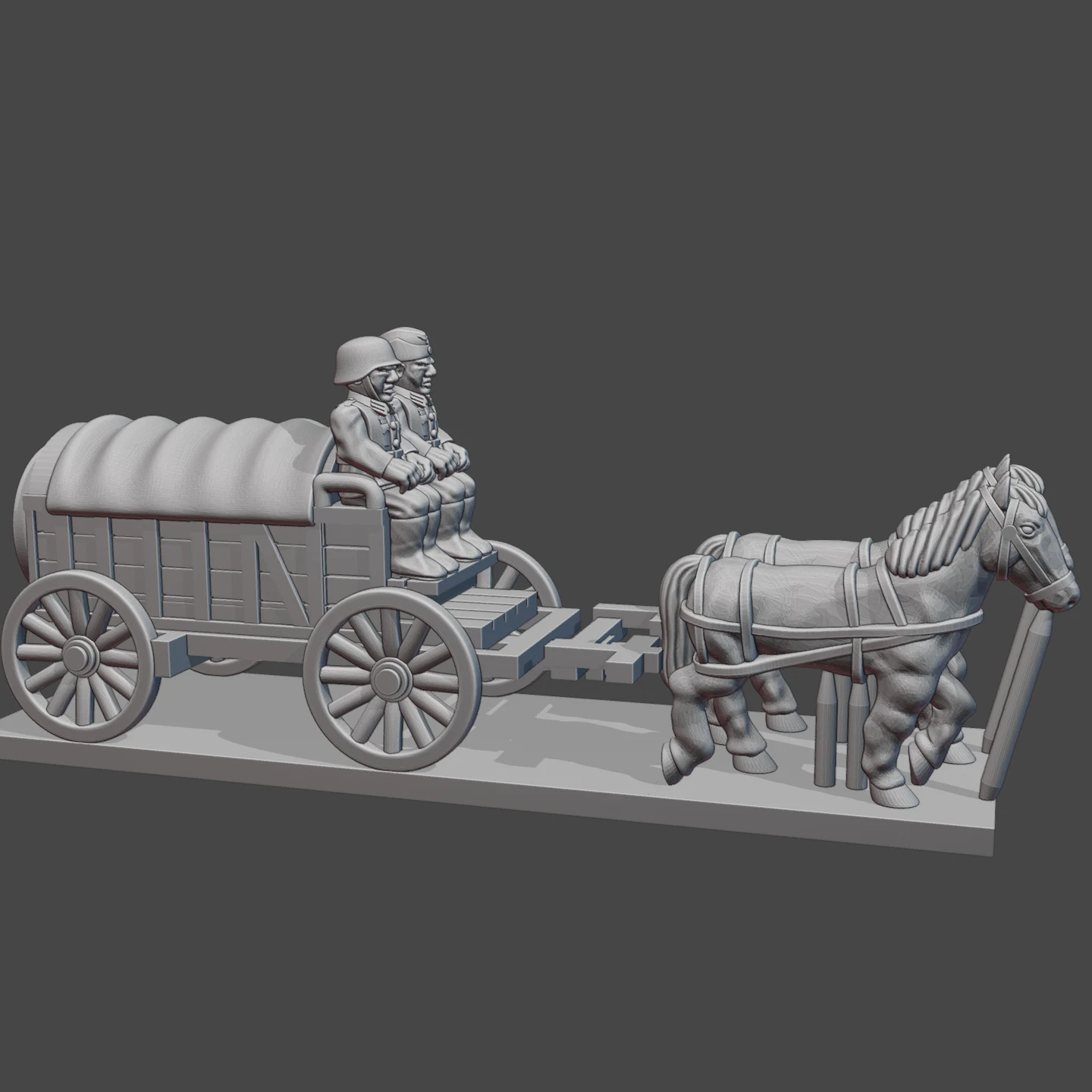 German WW2 Wagon (1939-45) with Horses & Riders WWII-DE-19, 1 of 1