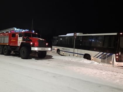 В Олонецком районе рейсовый автобус съехал в кювет