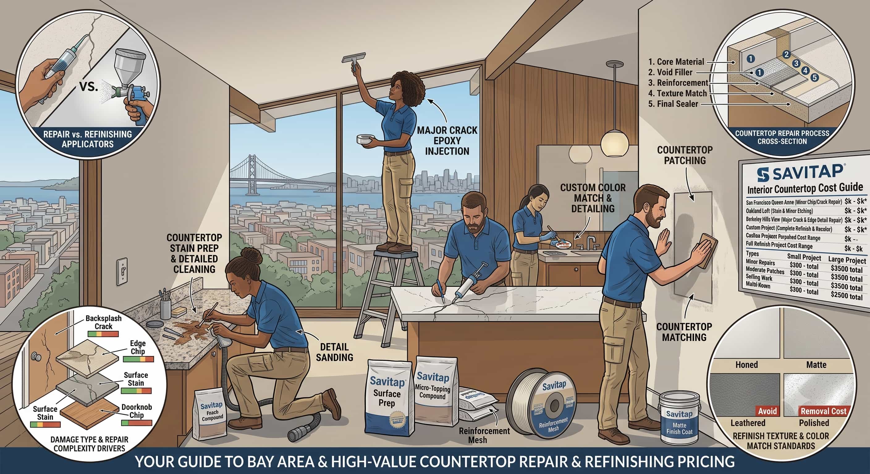 Countertop Repair/Refinish guide for San Francisco Bay Area homeowners