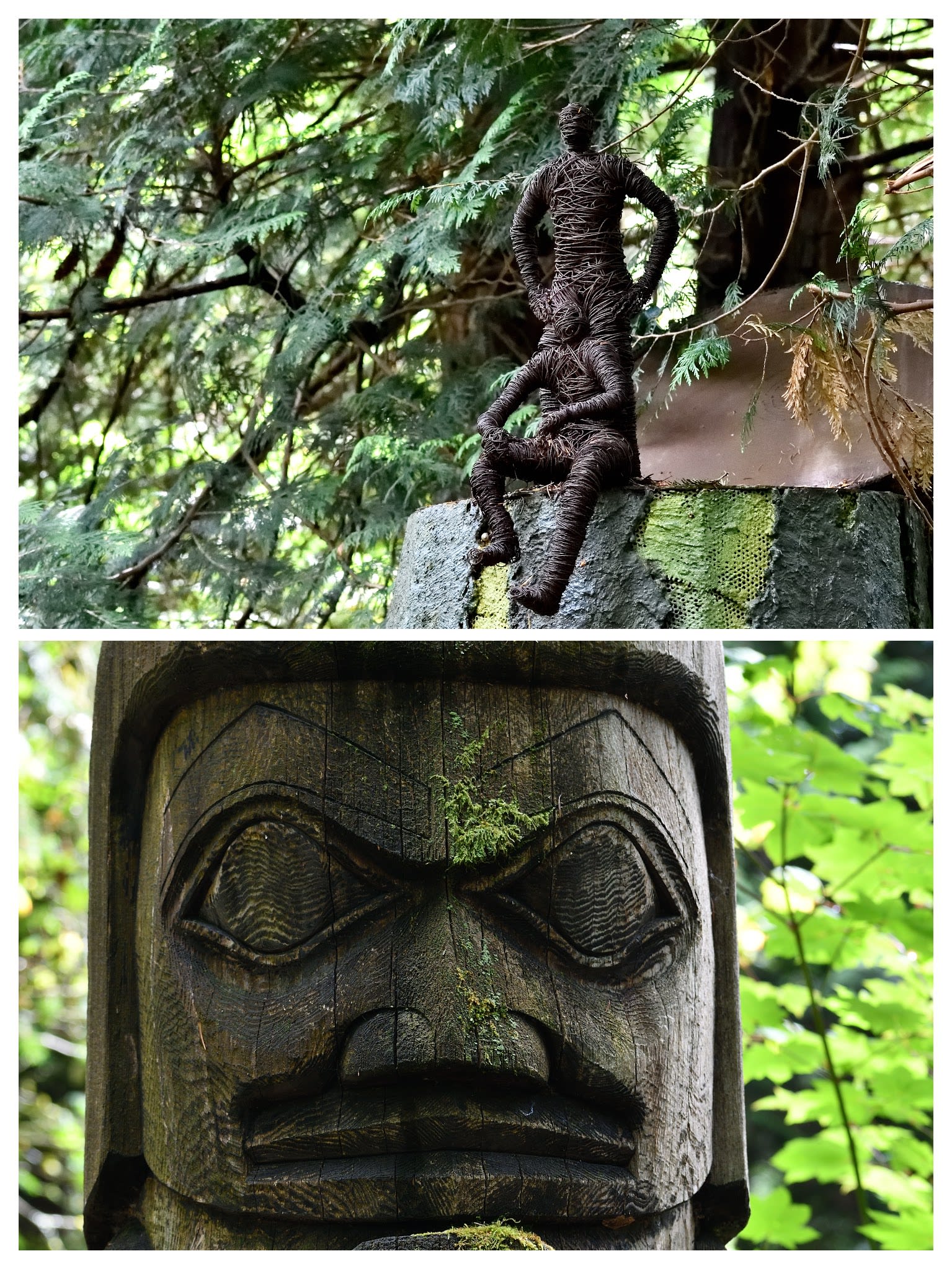 Sculptures along the paths at VanDusen Botanical Garden