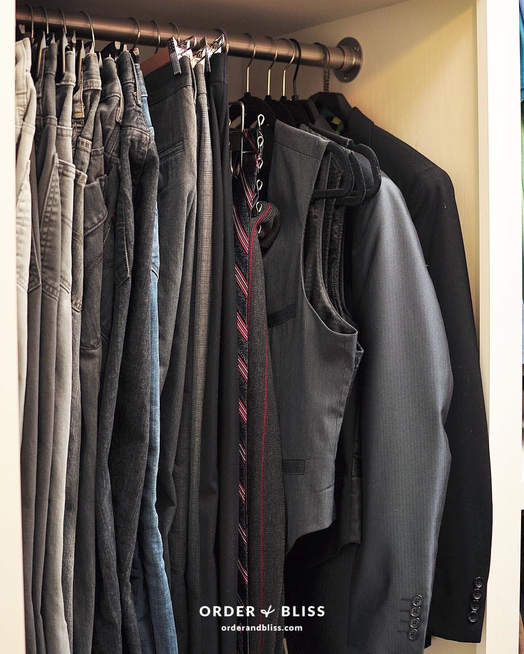 Day 7: Master Closet His (Another View) #closet #jeans #dres...