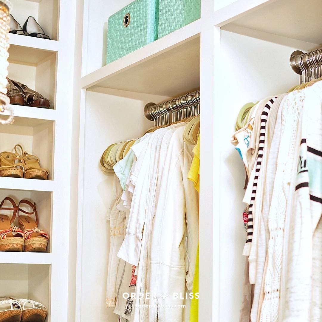 Day 8: Master Closet Hers (Another View) #white #yellow #cre...