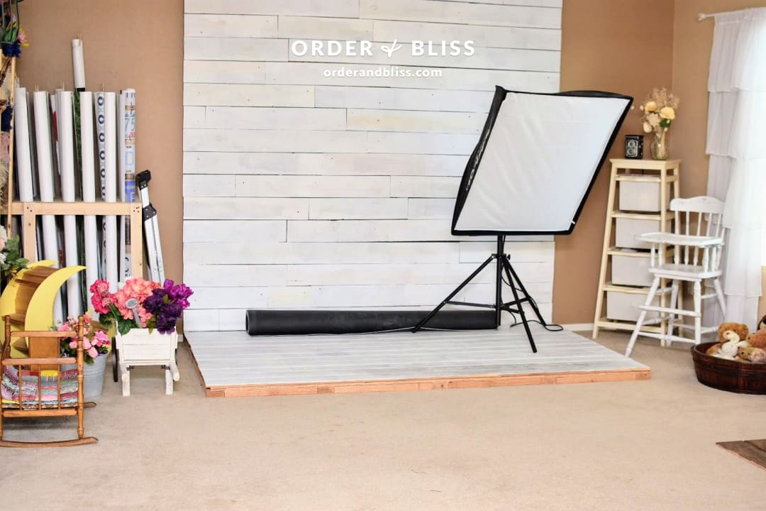 Organized backdrop of a Phoenix photography studio