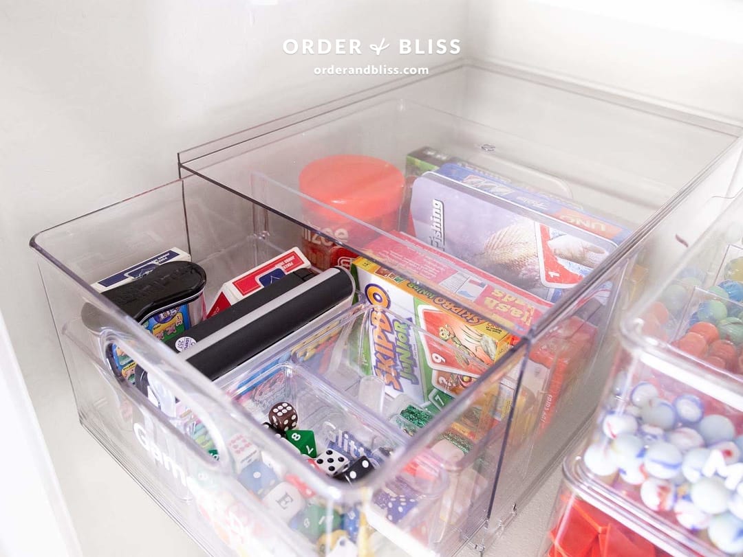 Organizing Games and Sensory Crafts in This Home School Dream Closet +  Order & Bliss