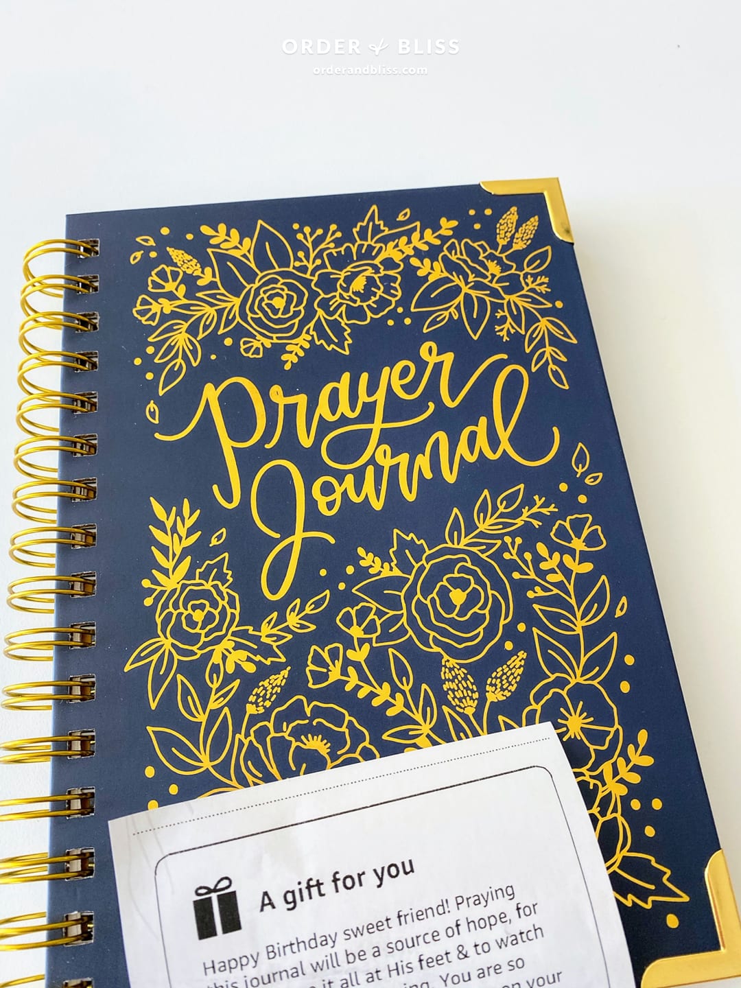 Blue and gold prayer journal