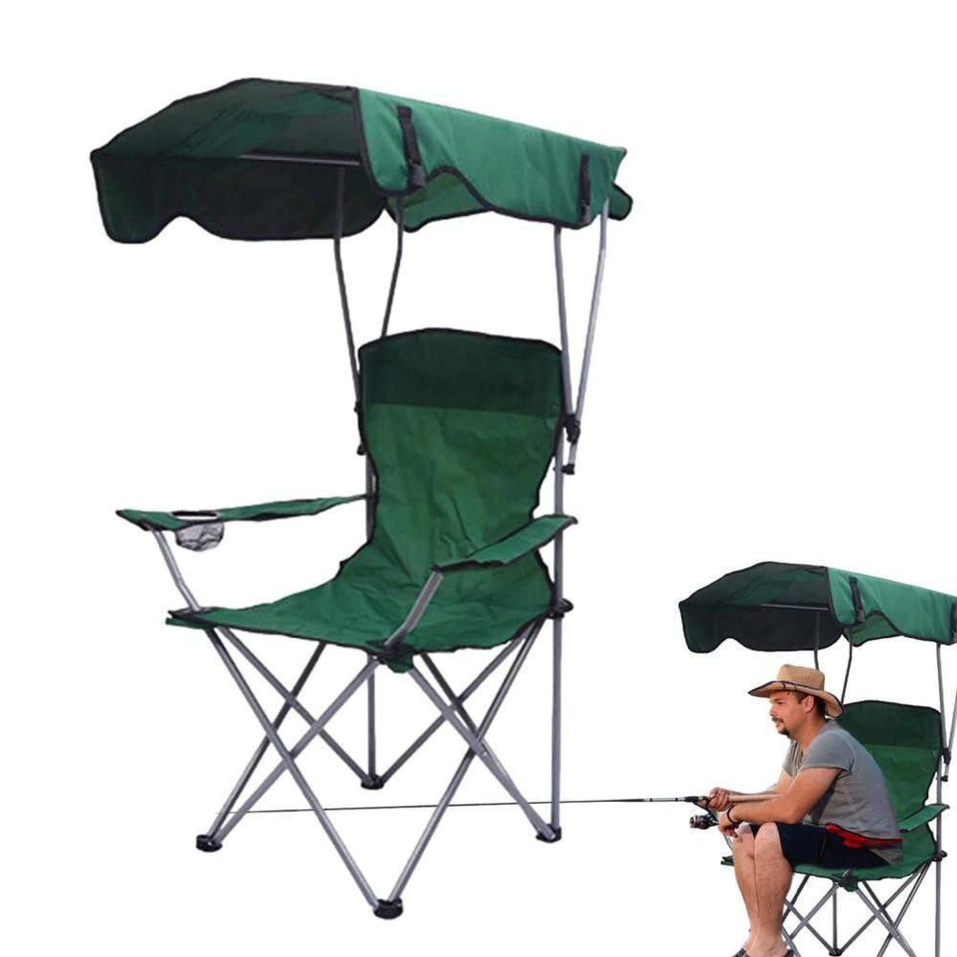 Chaise de camping avec parasol 2