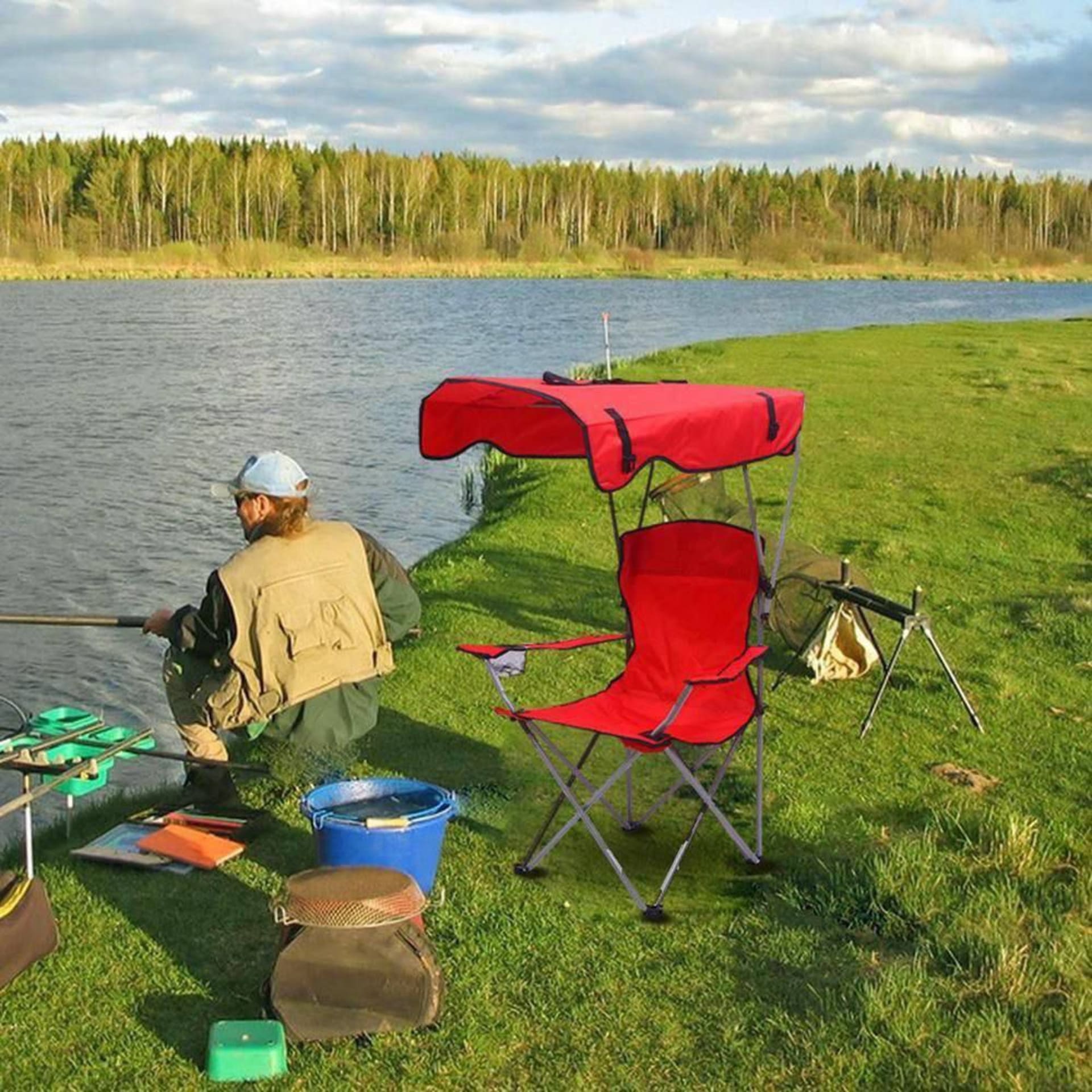 Chaise de camping avec parasol 6