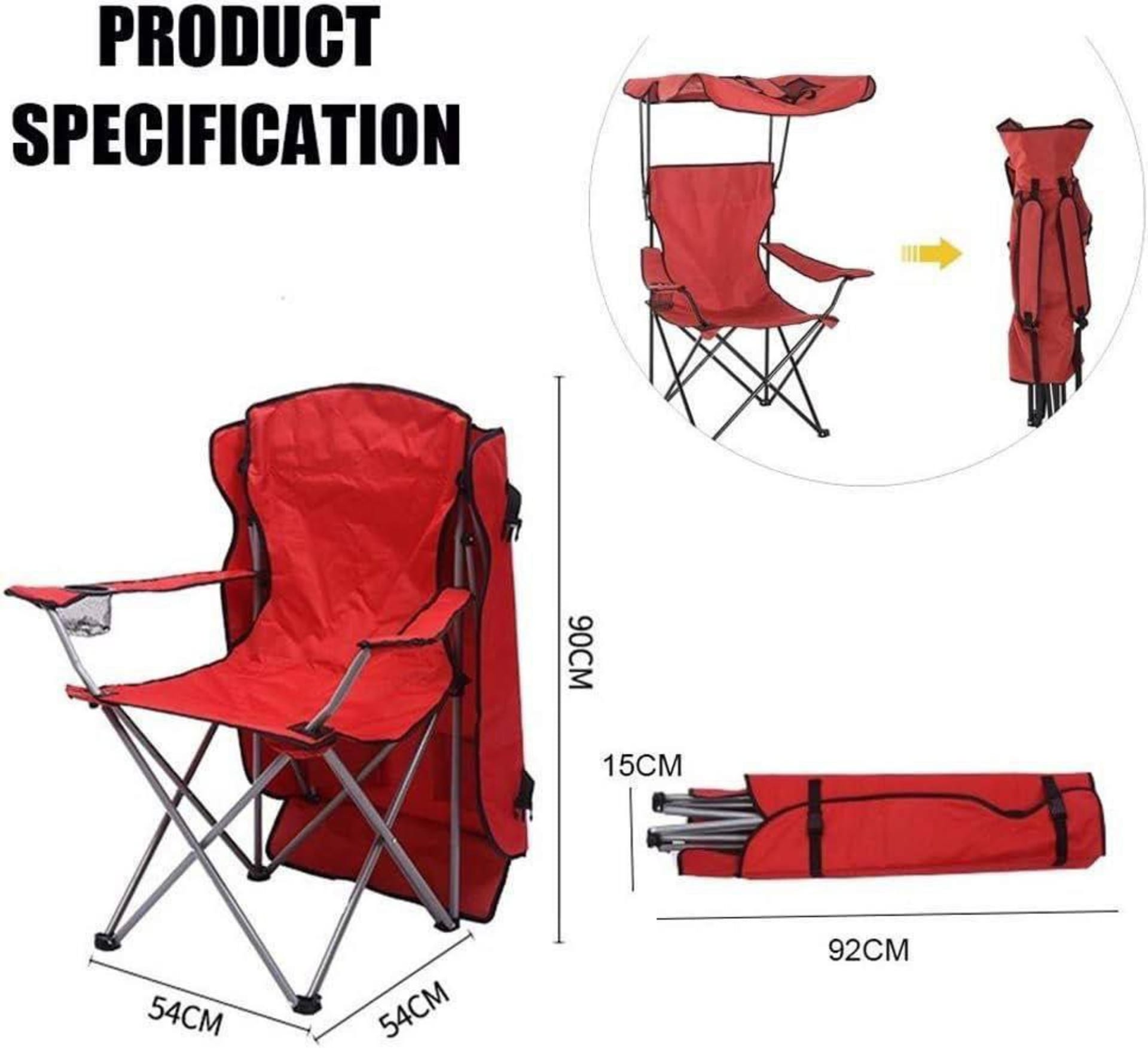 Chaise de camping avec parasol 3
